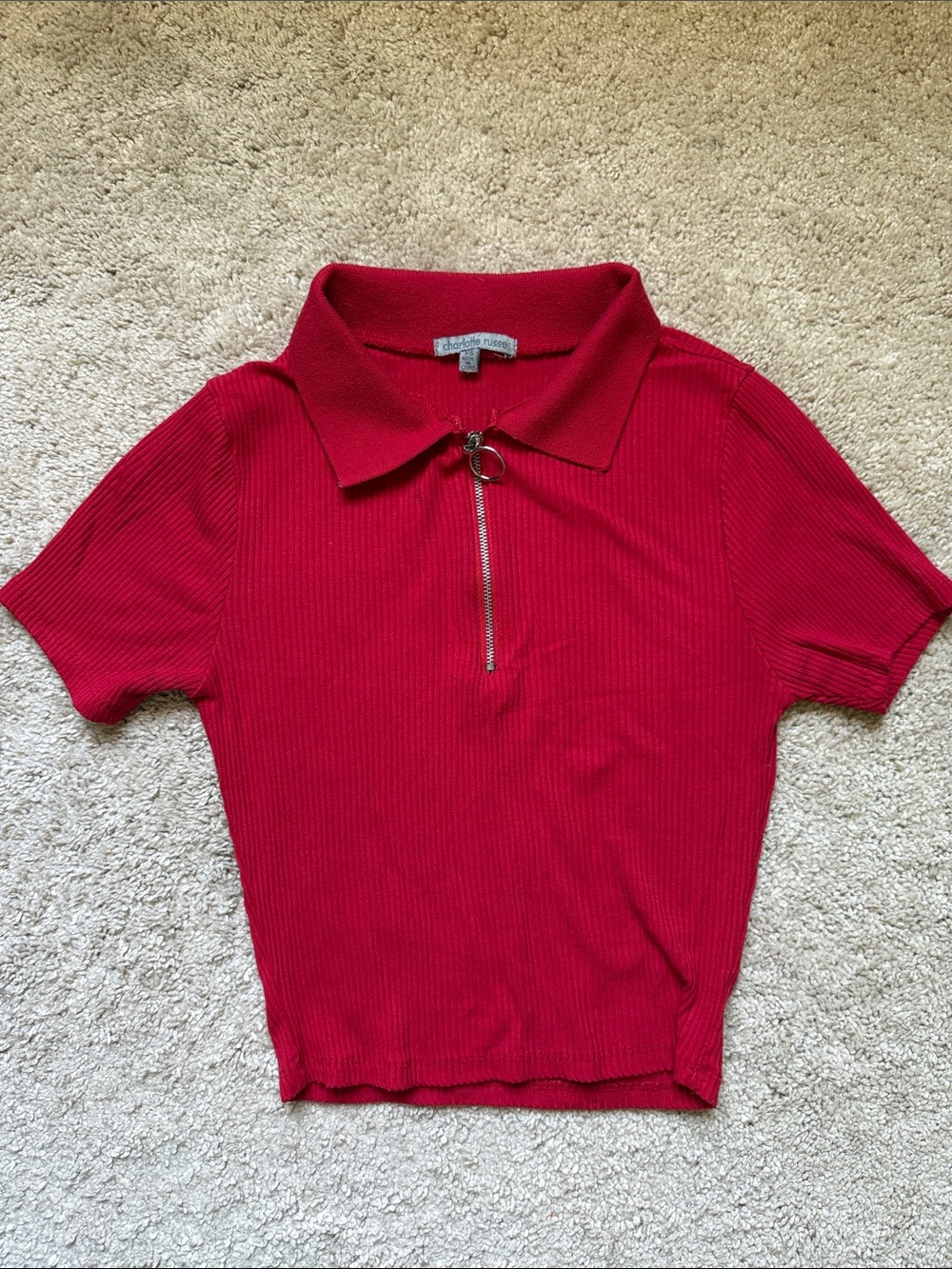Charlotte Russe Cherry Red Textured Crop Top